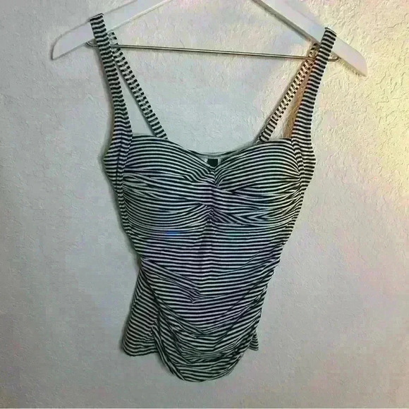 NipTuck Tankini Swim Ahoy Foil Twist Front Two Piece Slimming Ruched Suit Set - Picture 1 of 8
